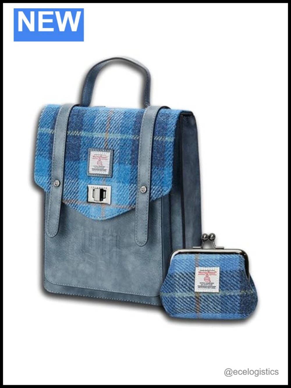 Genuine Harris Tweed Backpack with Matching Coin Purse Set